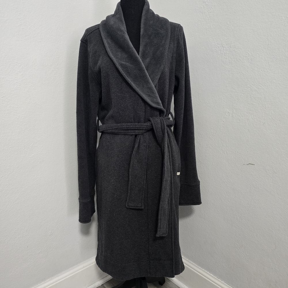 UGG Charcoal Gray Shawl Collar Fleece Robe